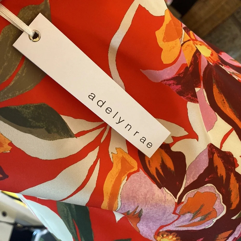 NWT Adelyn Rae Faith Floral Front Slip Dress, Tropical, Red, Small - Picture 6 of 7